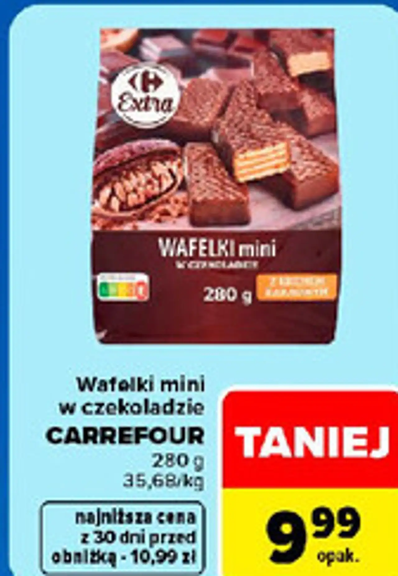 Wafelki mini w czekoladzie Carrefour Extra