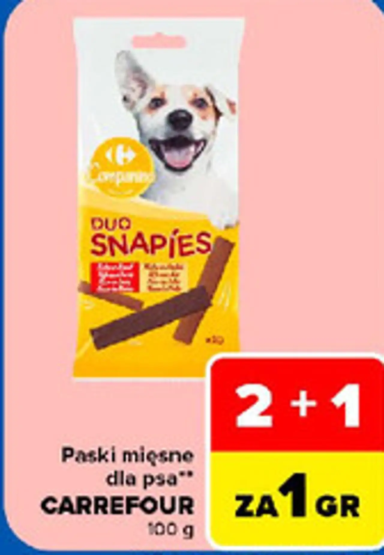 Paski mięsne dla psa Carrefour Companino Duo Snapies