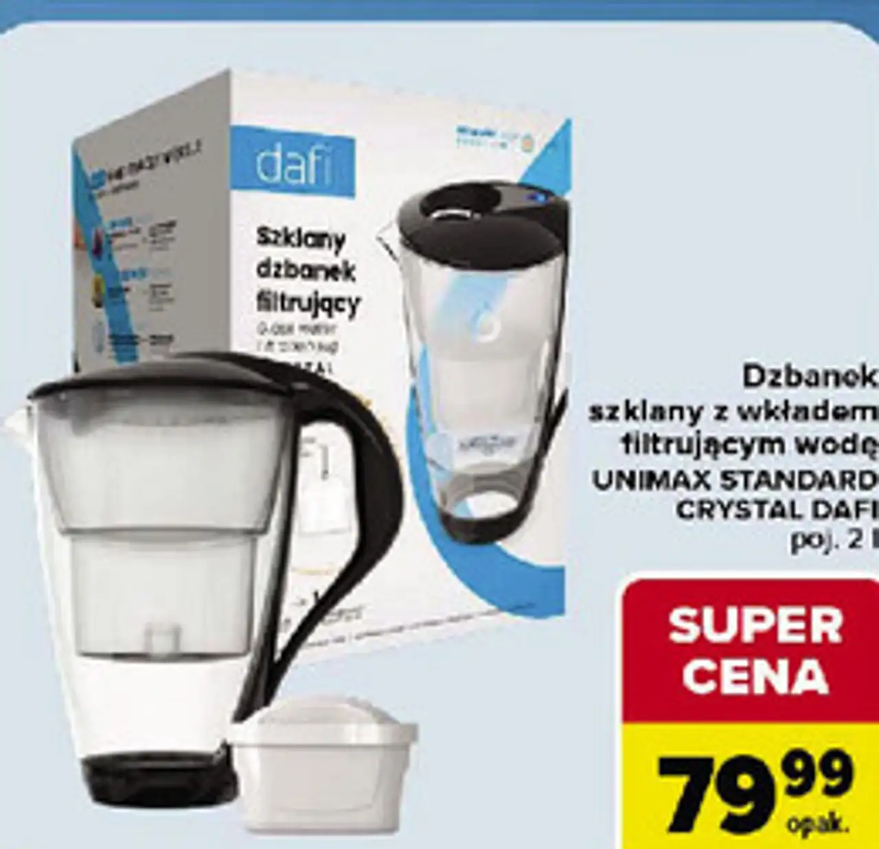 Dzbanek szklany z wkładem filtrującym wodę UNIMAX STANDARD CRYSTAL DAFI