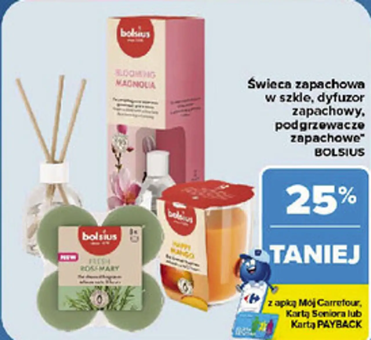 Świeca zapachowa w szkle, dyfuzor zapachowy, podgrzewacze zapachowe BOLSIUS