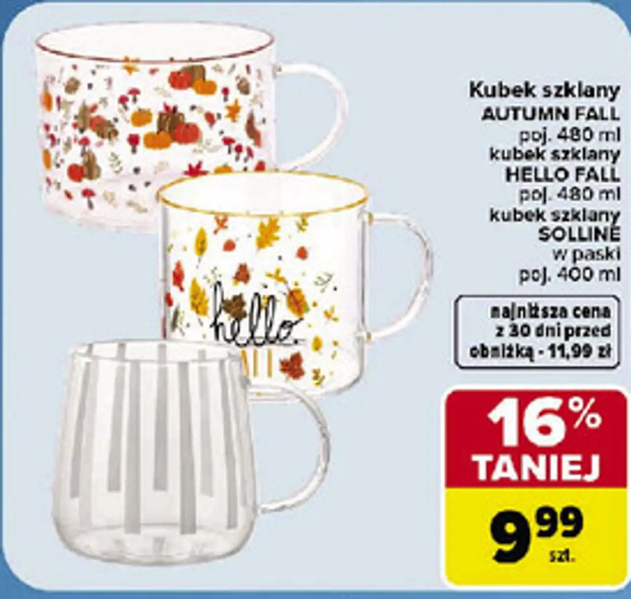 Kubek szklany AUTUMN FALL / HELLO FALL / SOLLINE