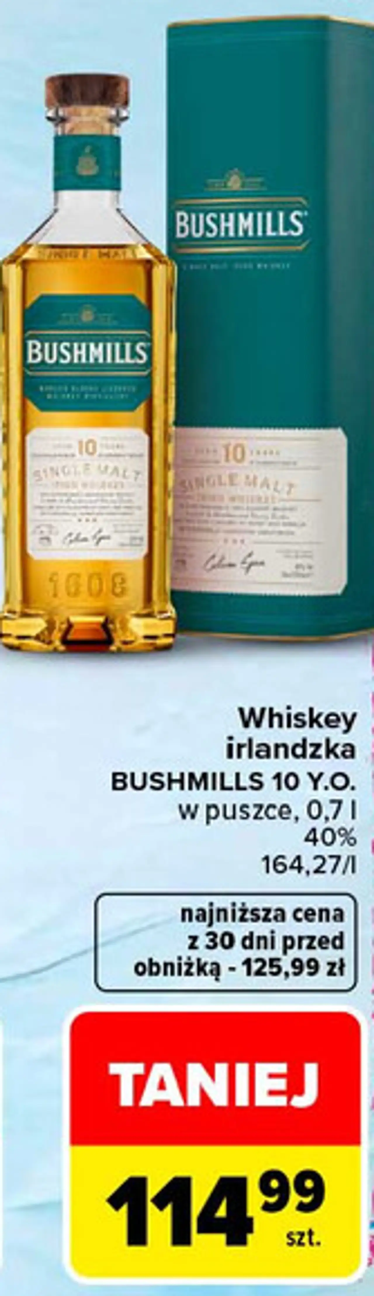 Whiskey irlandzka BUSHMILLS 10 Y.O. w puszce