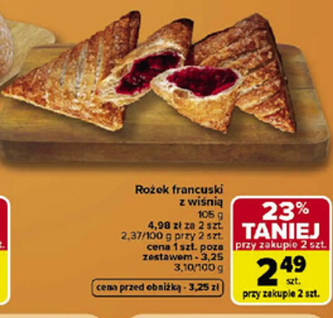 Rożek francuski z wiśnią