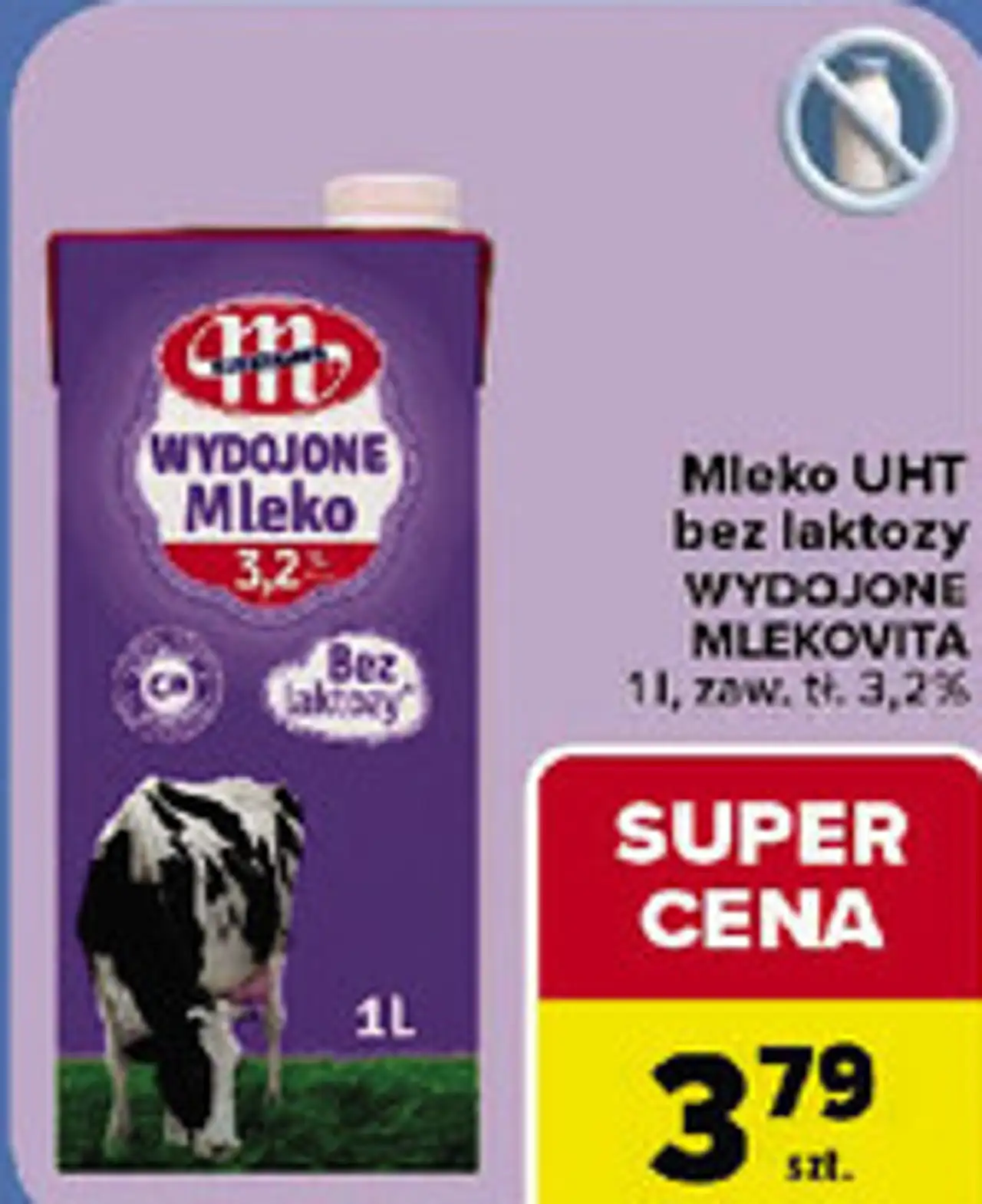 Mleko UHT bez laktozy WYDOJONE MLEKOVITA 1 l