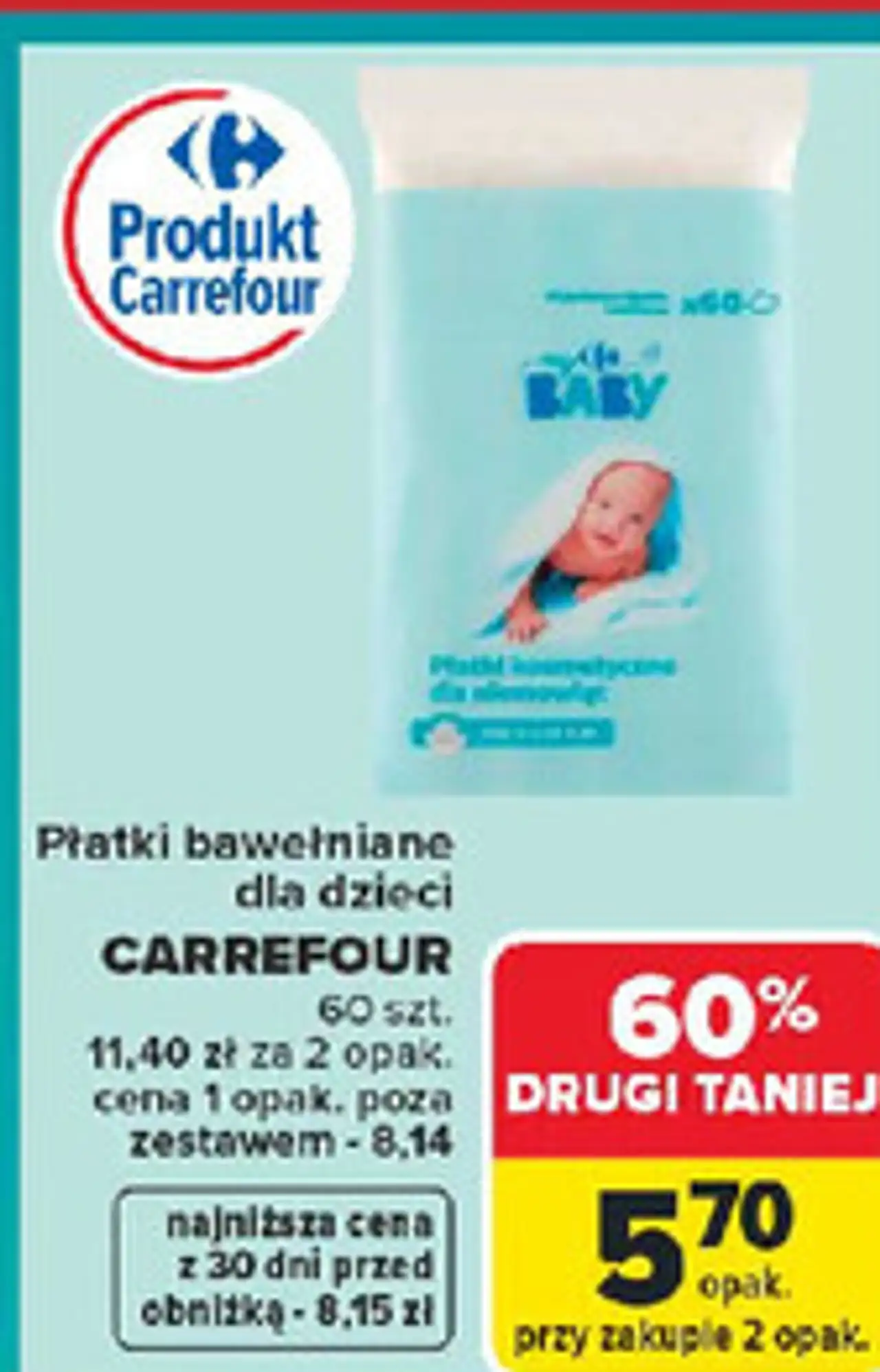 Płatki bawełniane dla dzieci Carrefour