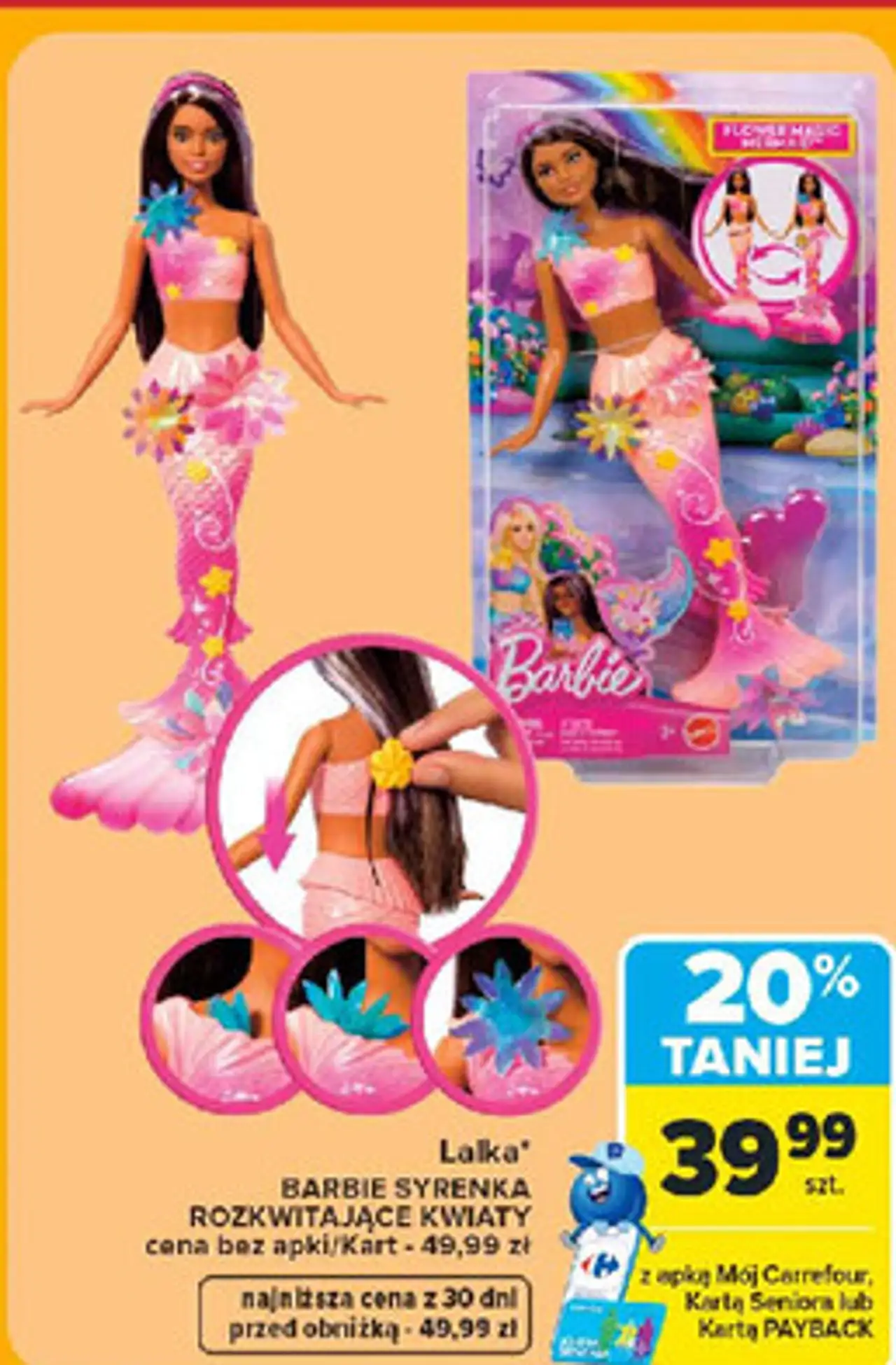 Lalka Barbie Syrenka Rozkwitające Kwiaty