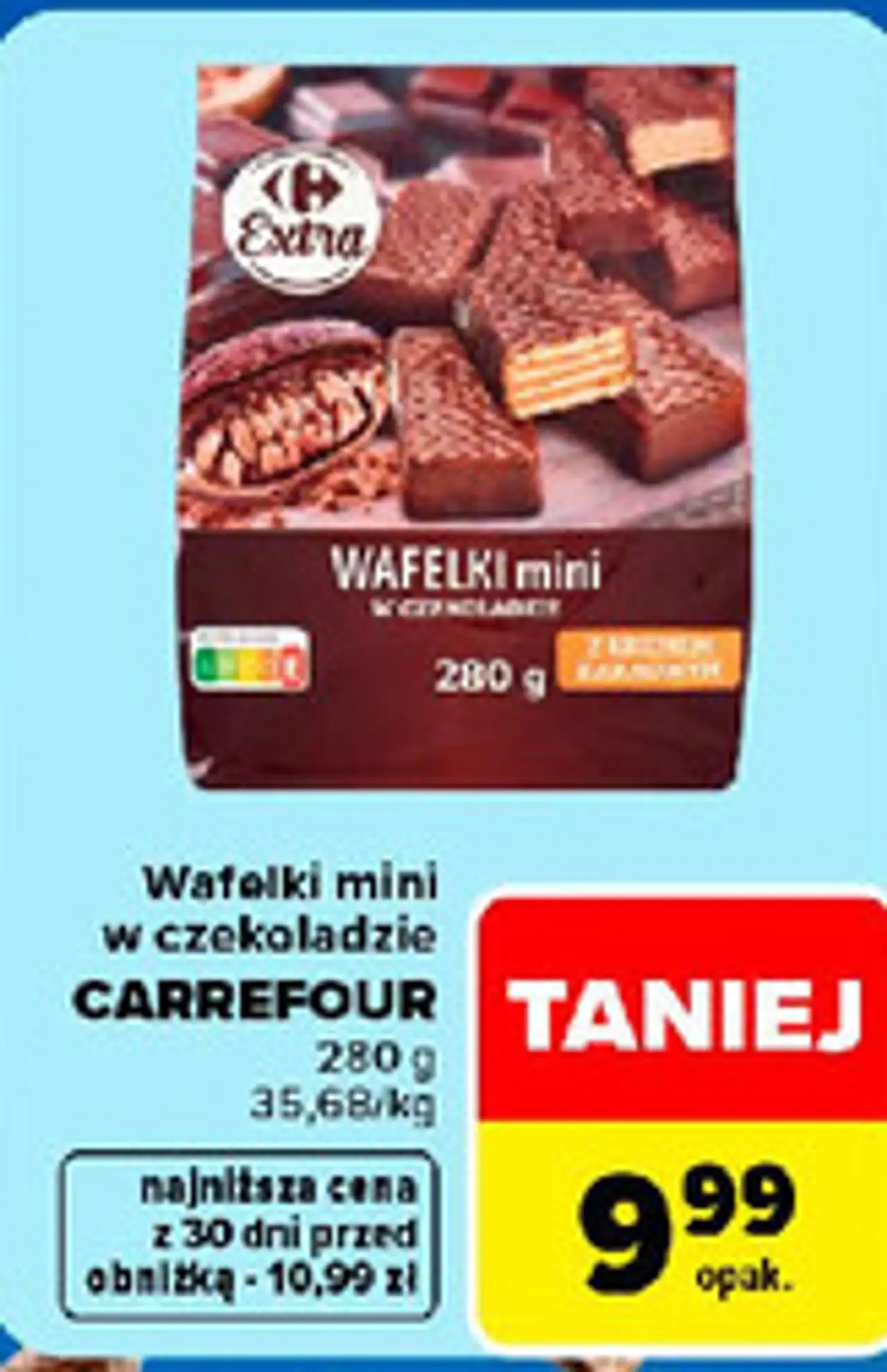 Wafelki mini w czekoladzie Carrefour Extra