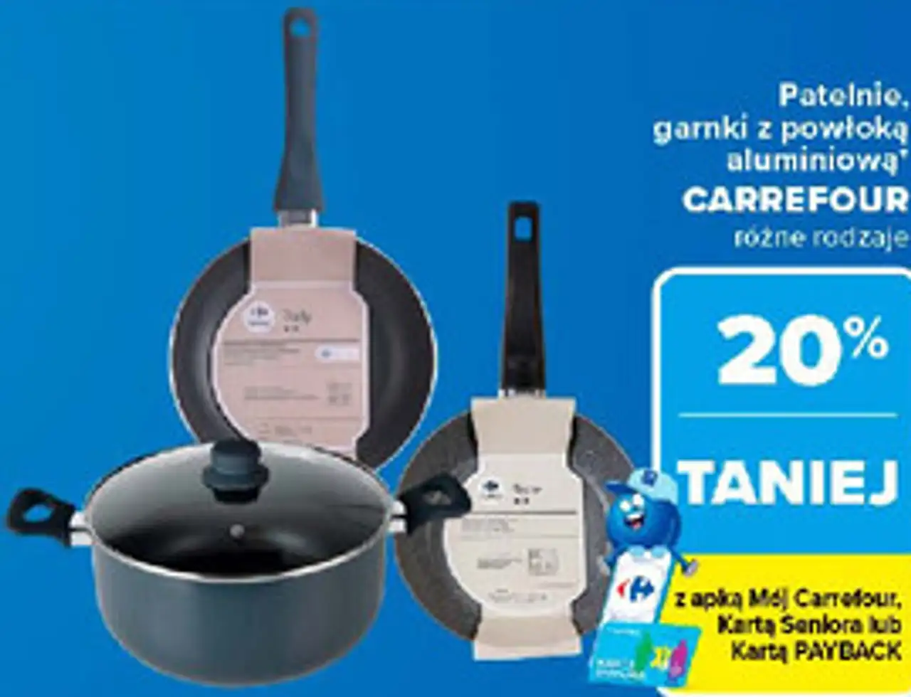 Patelnie, garnki z powłoką aluminiową CARREFOUR