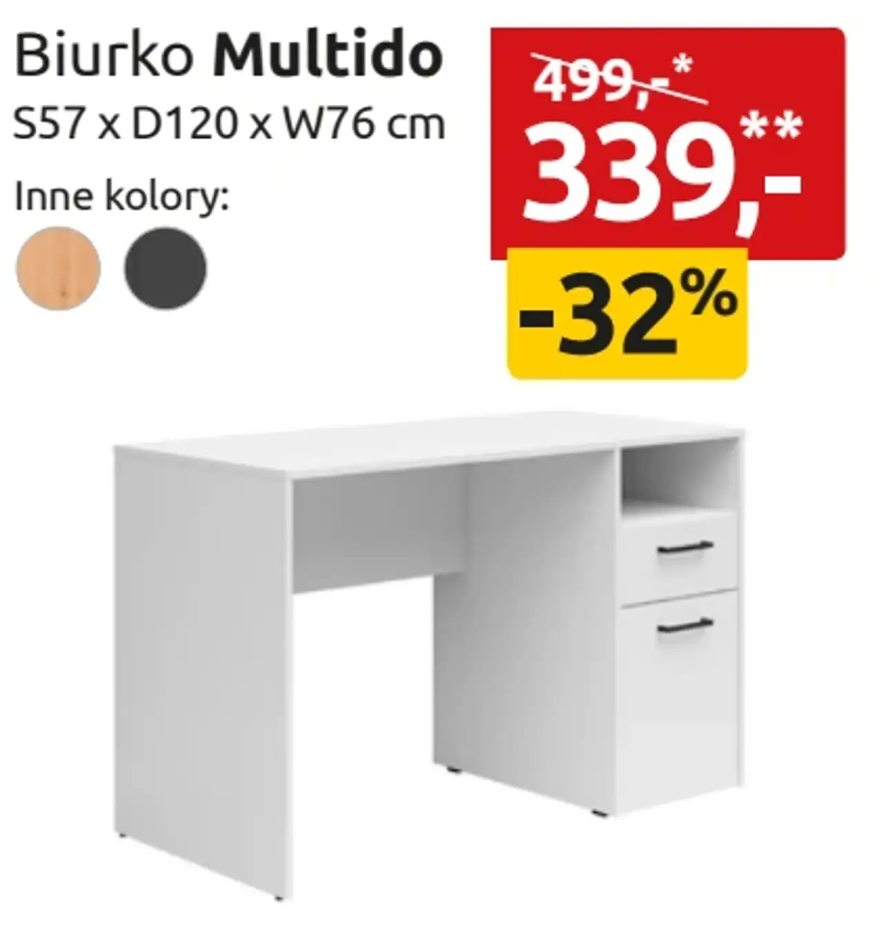 Biurko Multido S57 x D120 x W76 cm