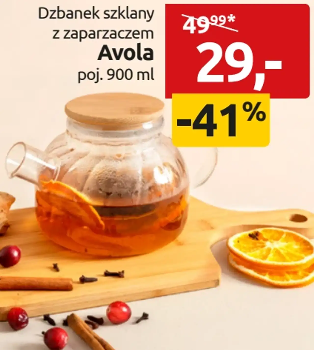 Dzbanek szklany z zaparzaczem Avola poj. 900 ml