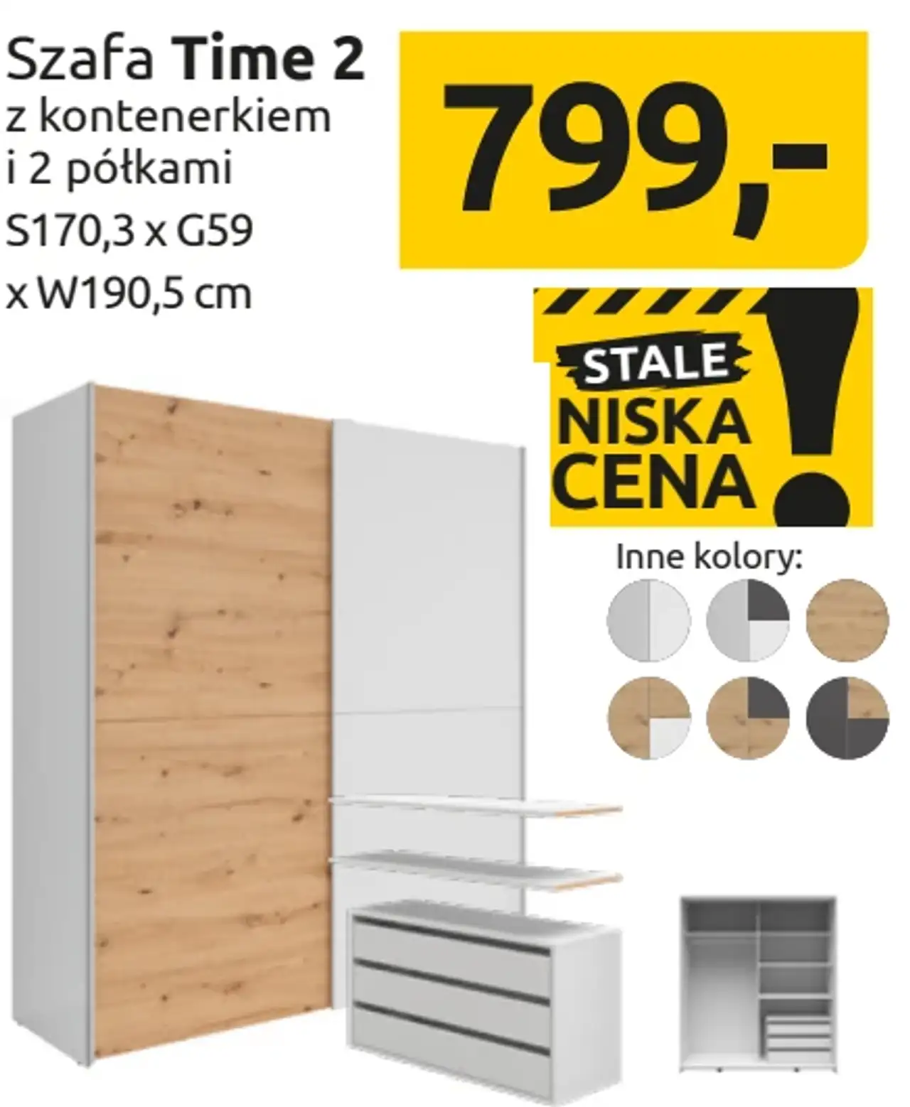 Szafa Time 2 z kontenerkiem i 2 półkami