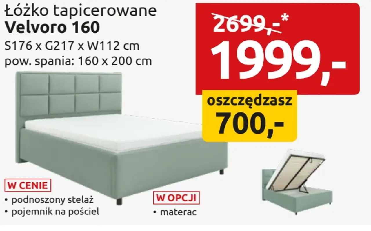 Łóżko tapicerowane Velvoro 160