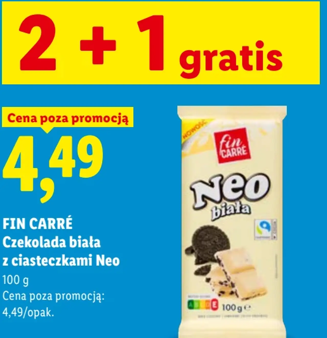 FIN CARRÉ Czekolada biała z ciasteczkami Neo