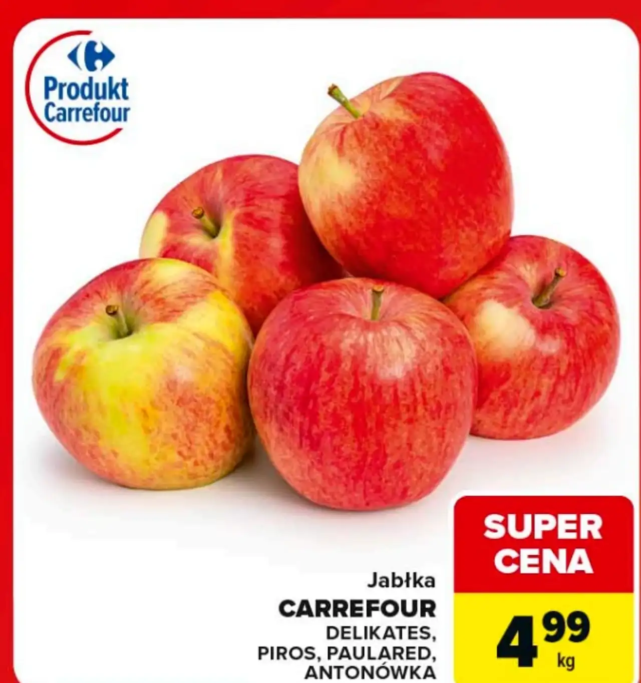 Jabłka Carrefour Delikates, Piros, Paulared, Antonówka