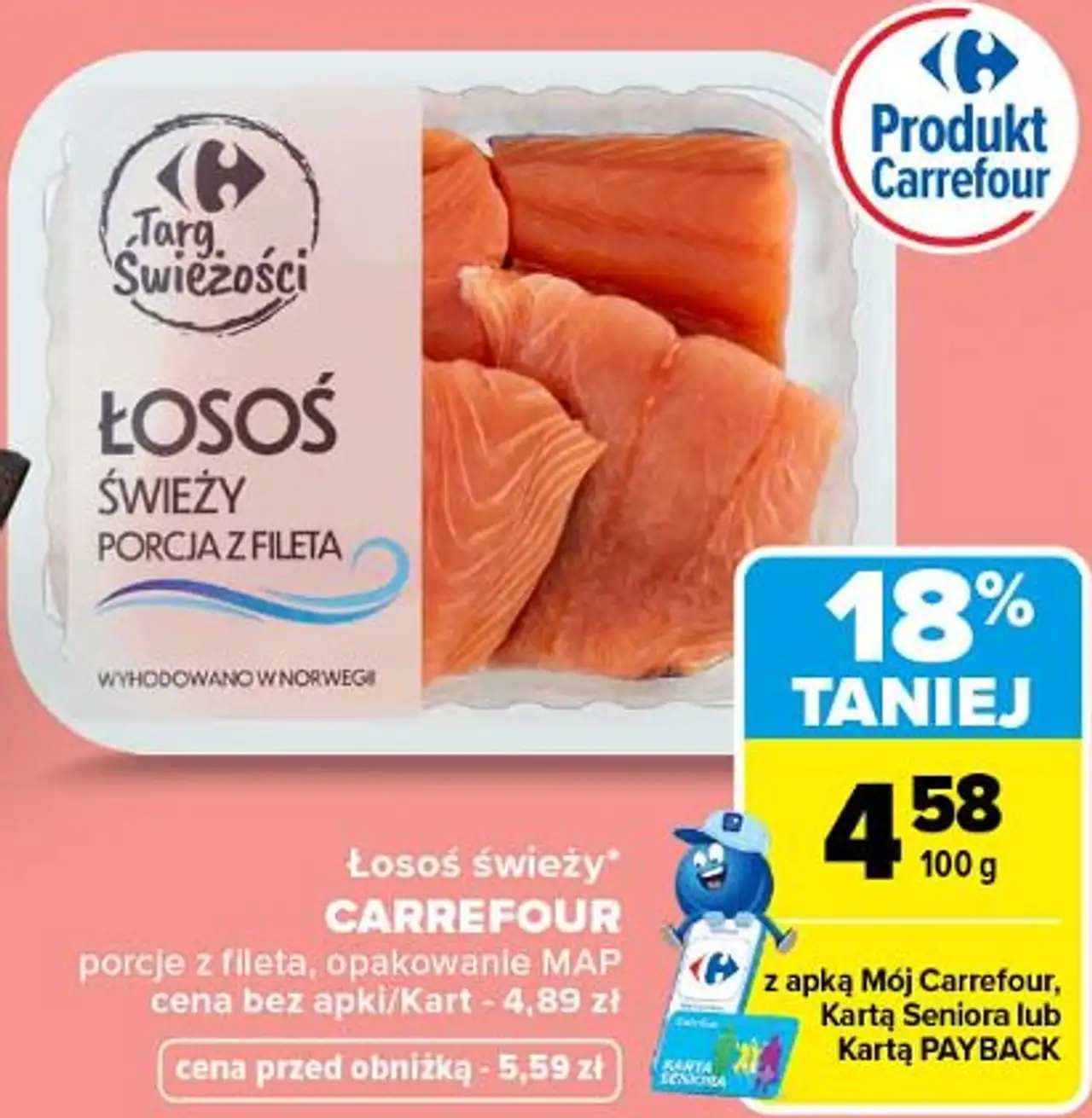 Łosoś świeży porcja z fileta Carrefour