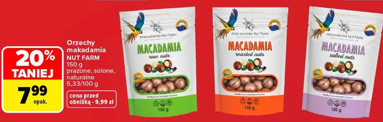 Orzechy makadamia NUT FARM (prażone, solone, naturalne)