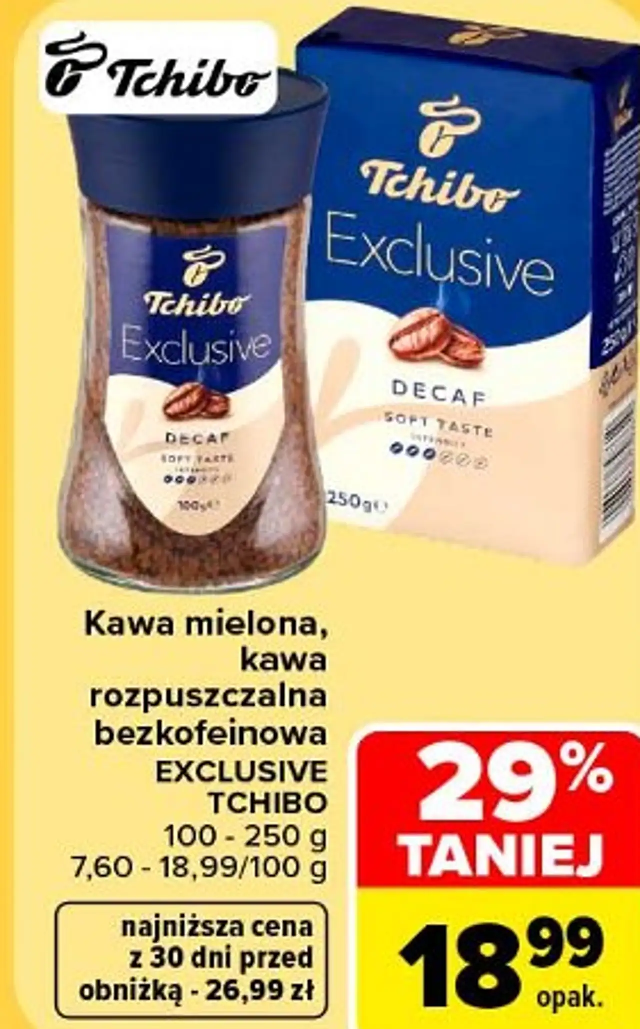 Kawa mielona, rozpuszczalna, bezkofeinowa Tchibo Exclusive