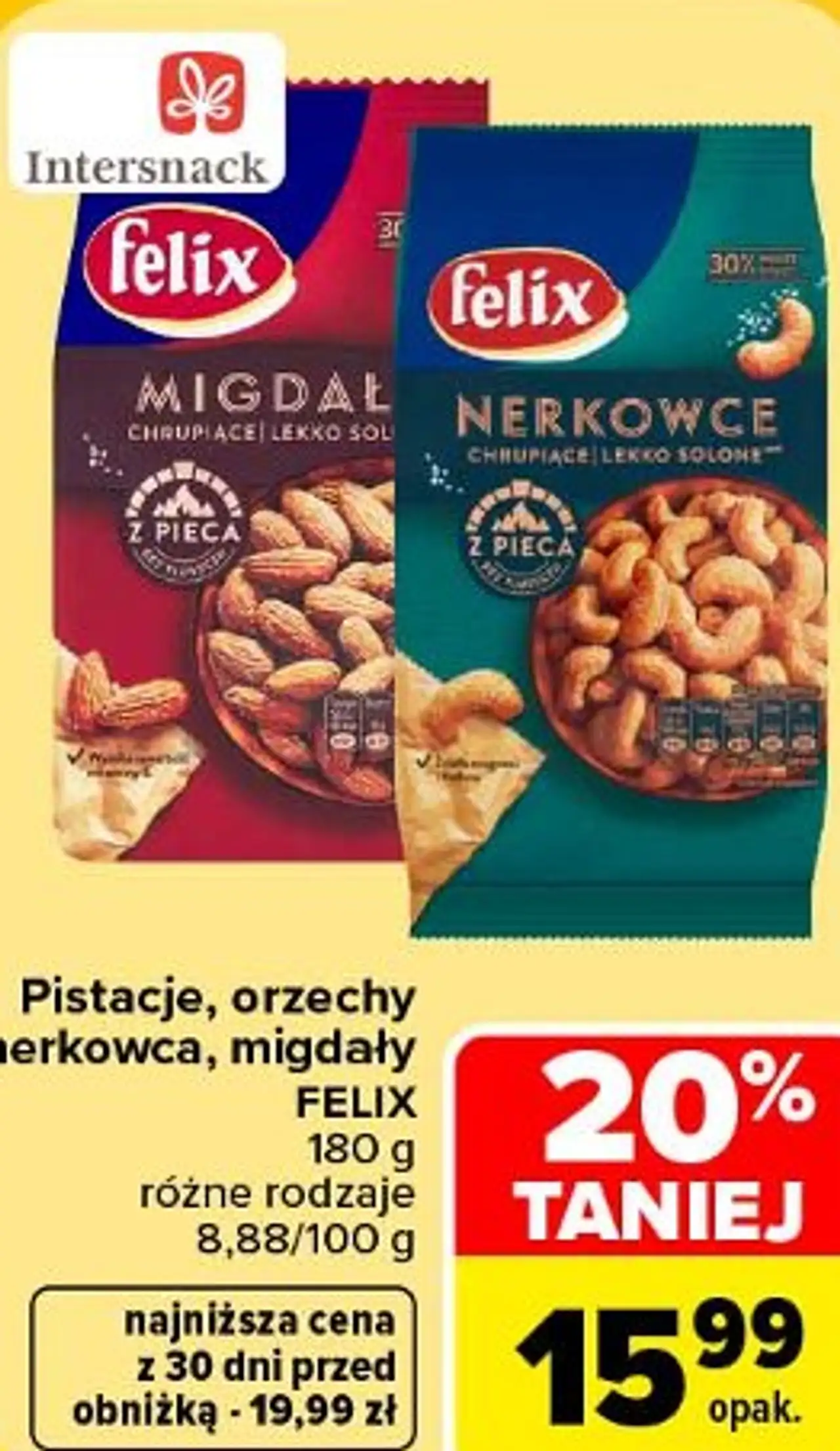 Pistacje, orzechy nerkowca, migdały Felix