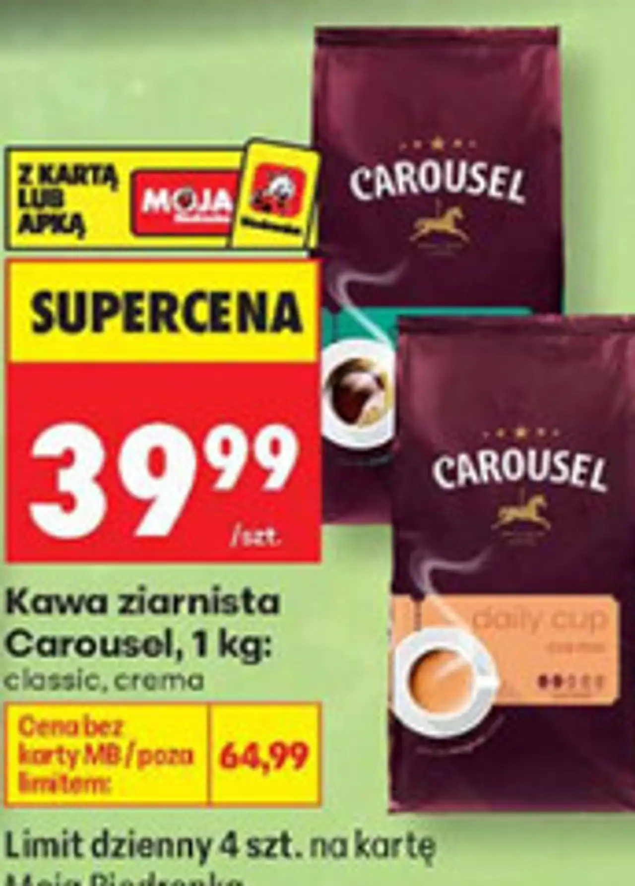 Kawa ziarnista Carousel, 1 kg: classic, crema