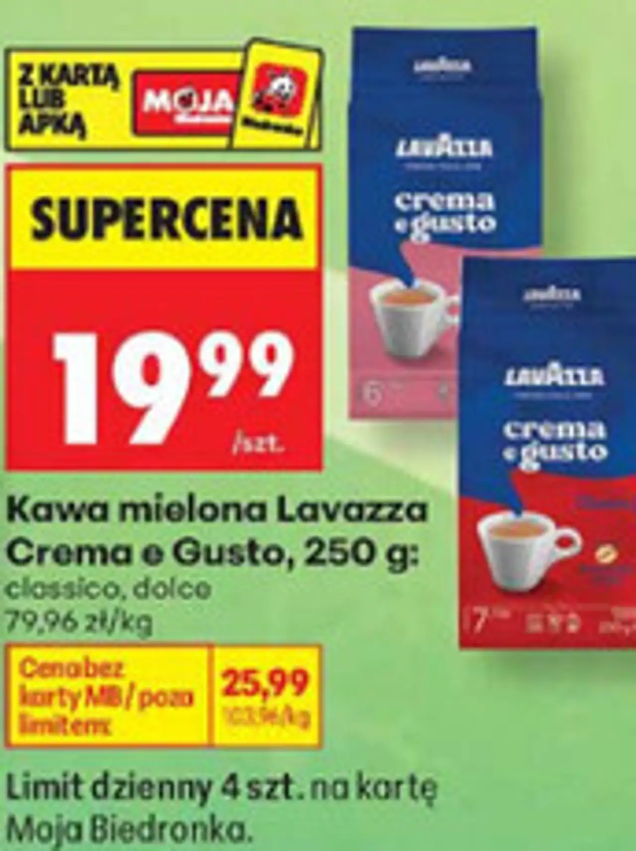 Kawa mielona Lavazza Crema e Gusto, 250 g: classico, dolce