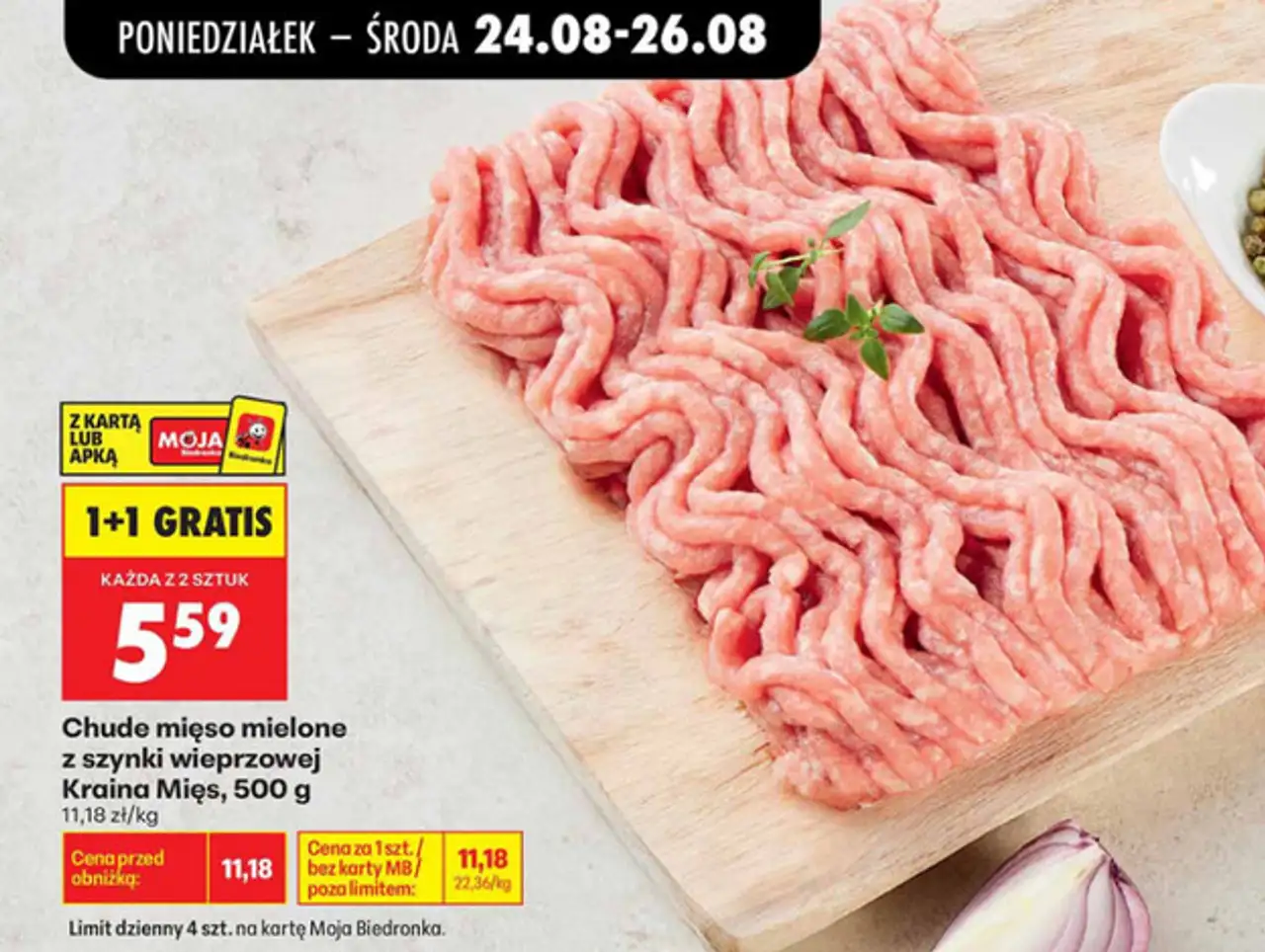 Chude mięso mielone z szynki wieprzowej Kraina Mięs, 500 g
