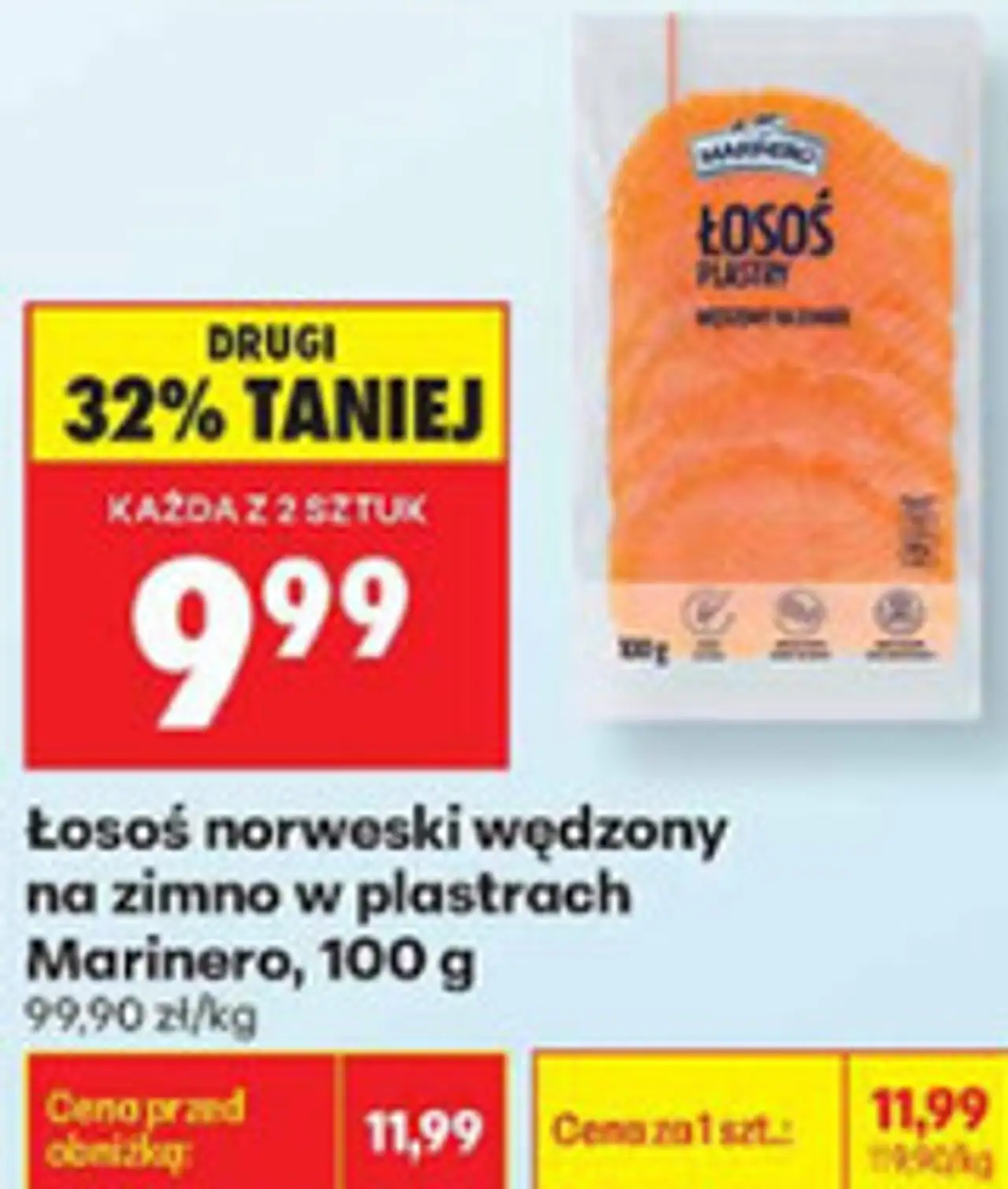 Łosoś norweski wędzony na zimno w plastrach Marinero