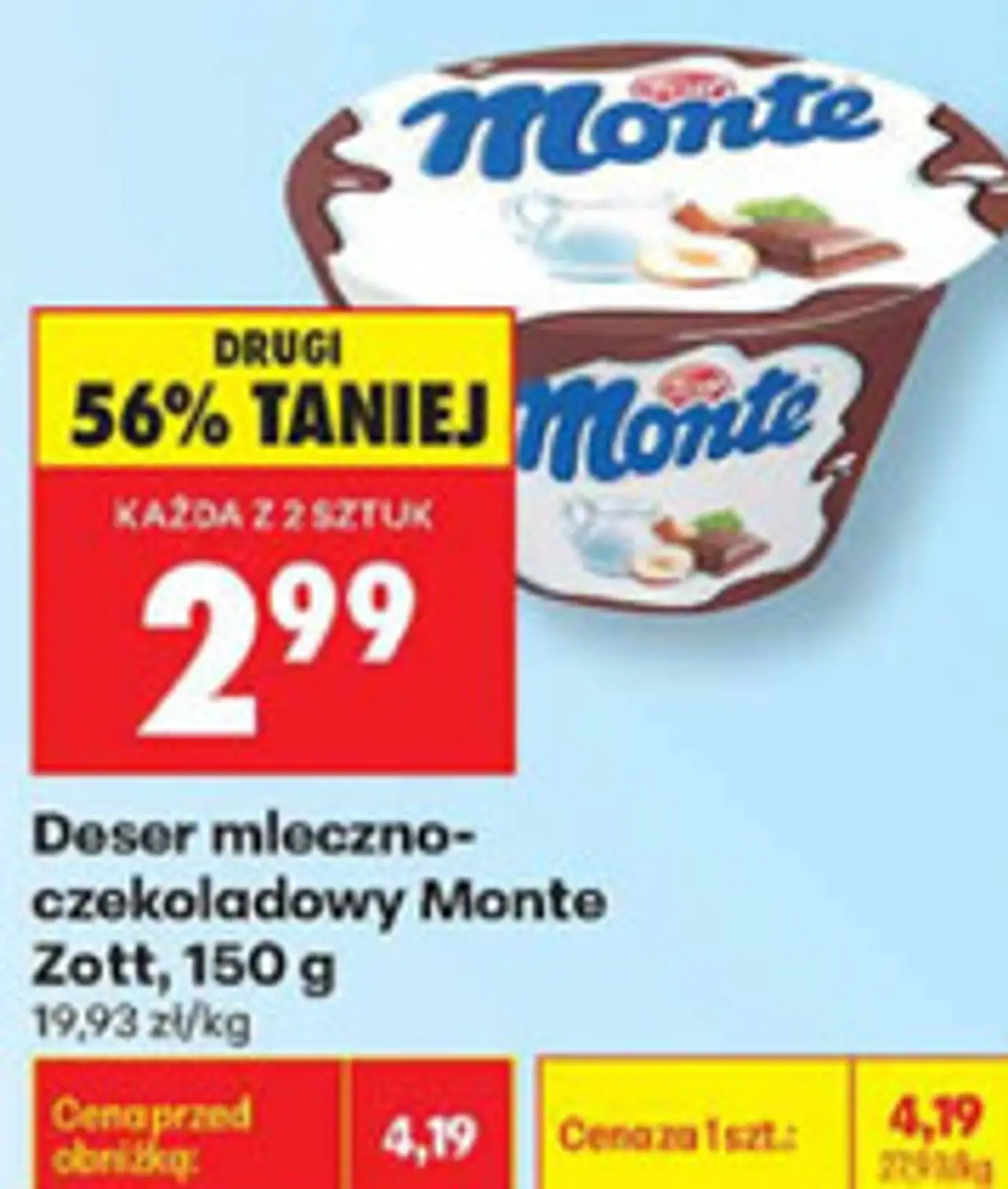 Deser mleczno-czekoladowy Monte Zott, 150 g