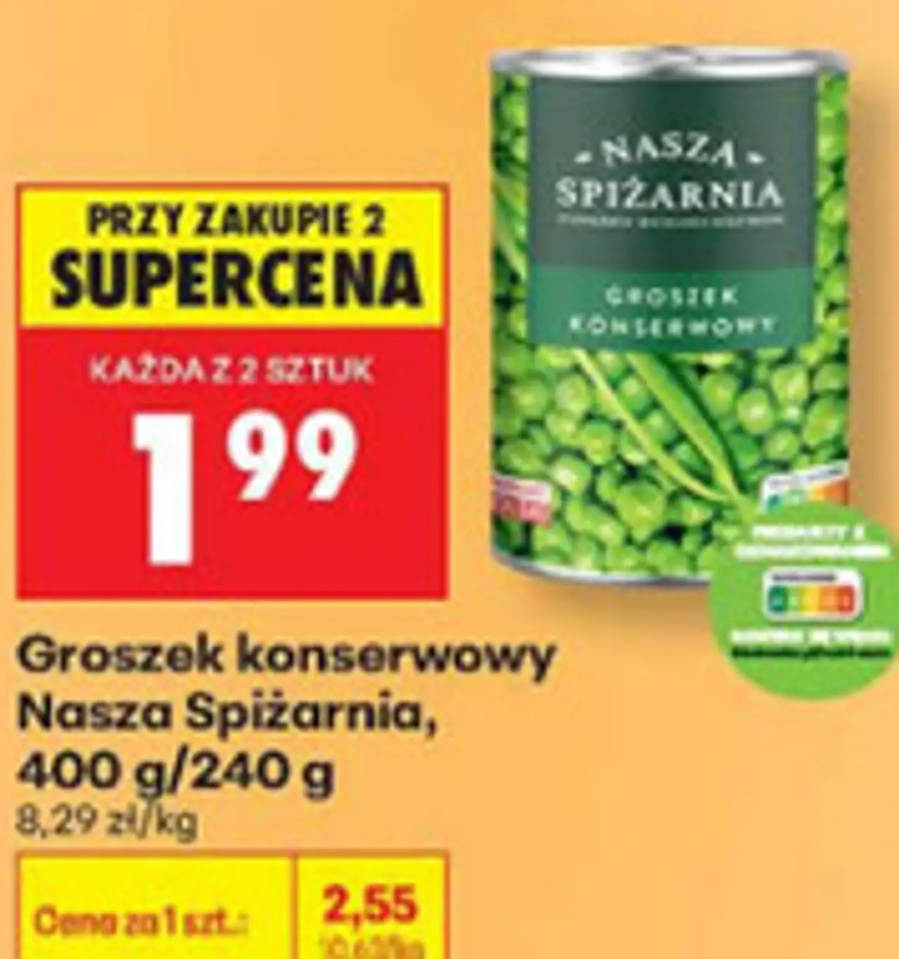 Groszek konserwowy Nasza Spiżarnia, 400 g/240 g