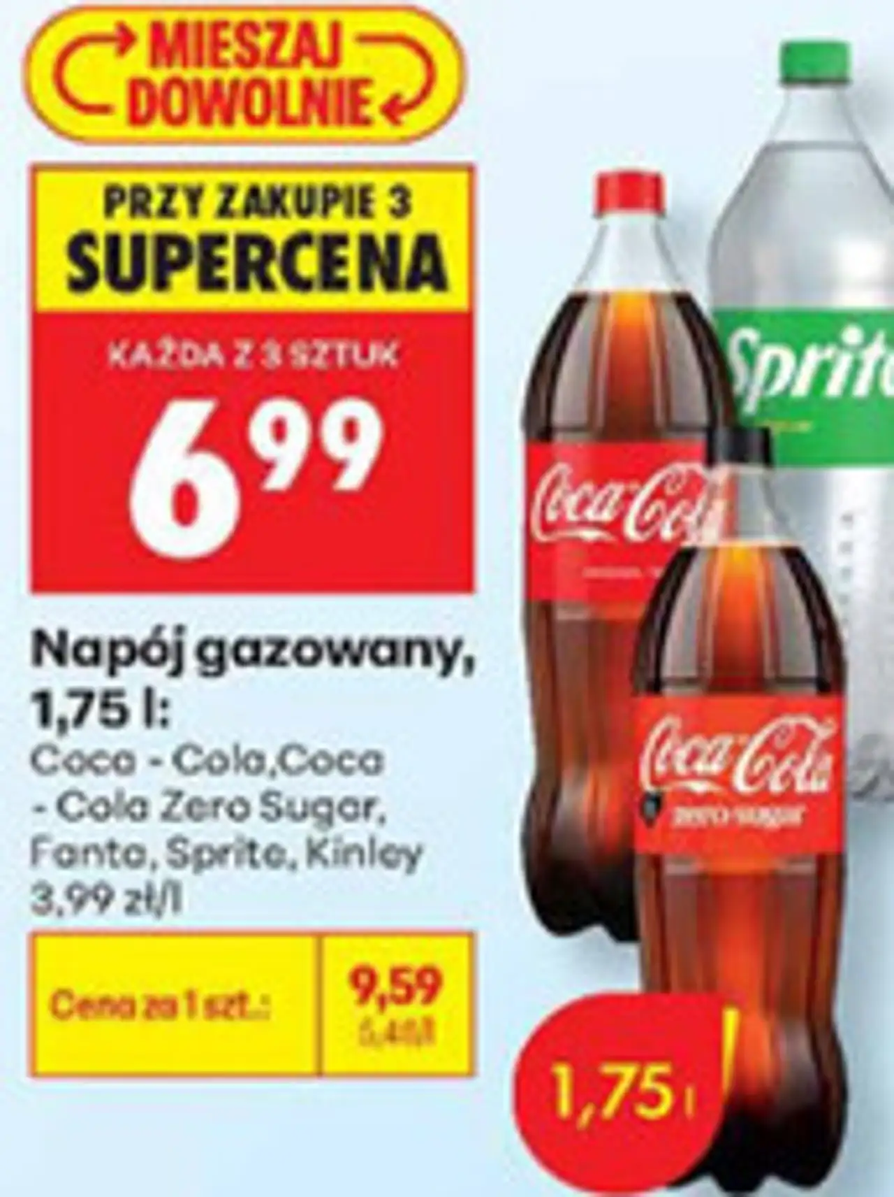 Napój gazowany Coca-Cola / Sprite / Fanta / Kinley