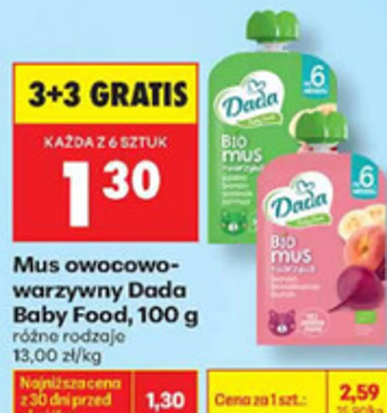 Mus owocowo-warzywny Dada Baby Food, 100 g