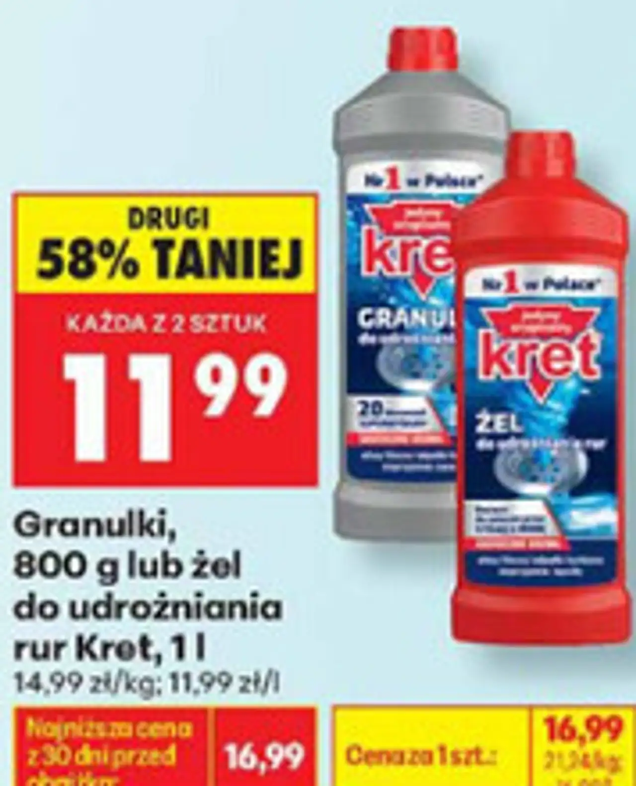 Granulki lub żel do udrożniania rur Kret