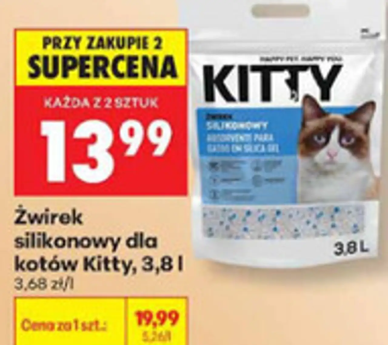 Żwirek silikonowy dla kotów Kitty, 3,8 l