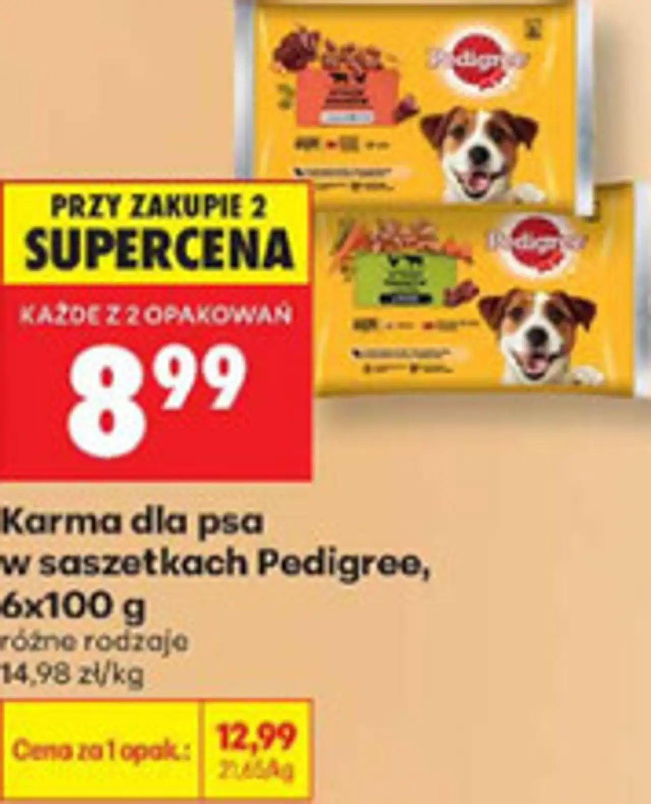 Karma dla psa w saszetkach Pedigree, 6x100 g