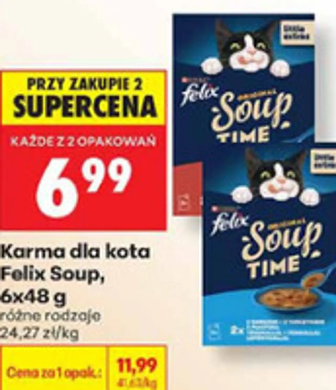 Karma dla kota Felix Soup, 6x48 g