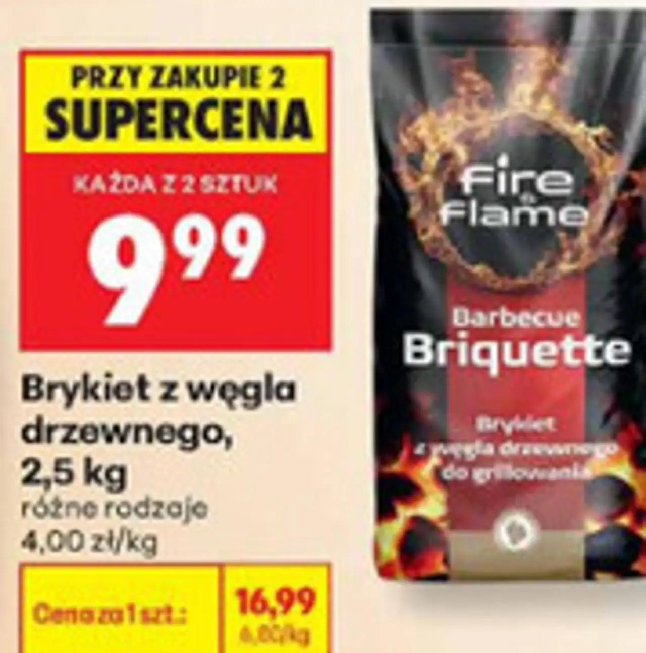 Brykiet z węgla drzewnego Fire Flame, 2,5 kg