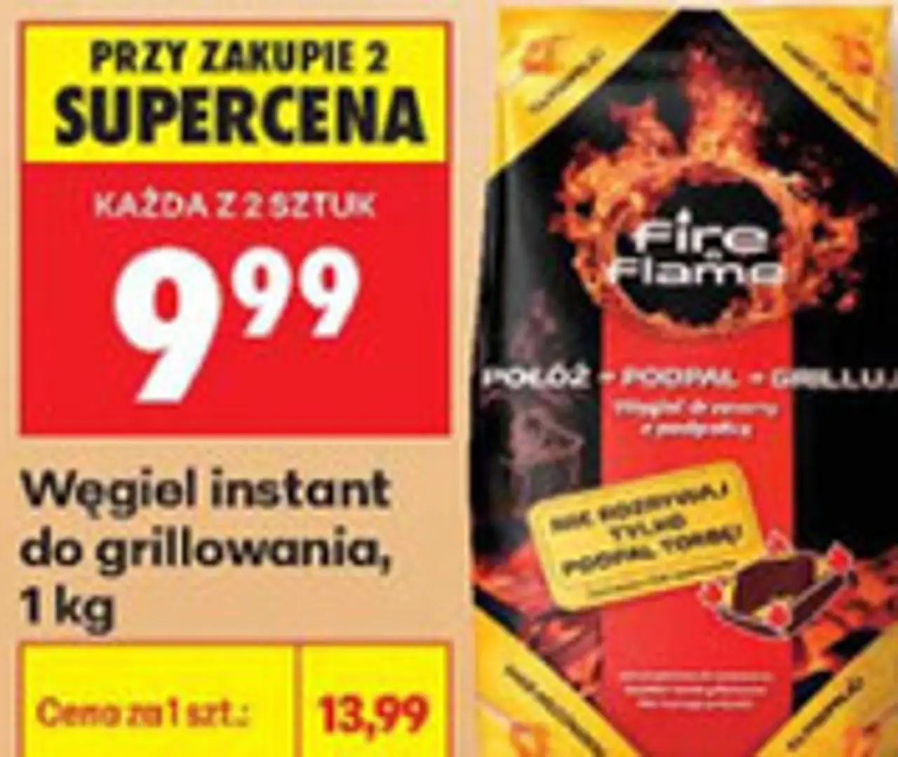 Węgiel instant do grillowania Fire Flame, 1 kg