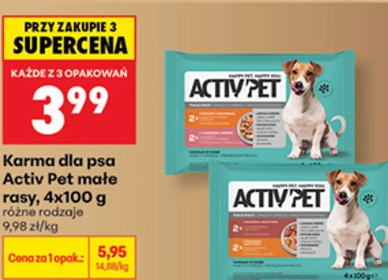 Karma dla psa Activ Pet małe rasy, 4x100 g