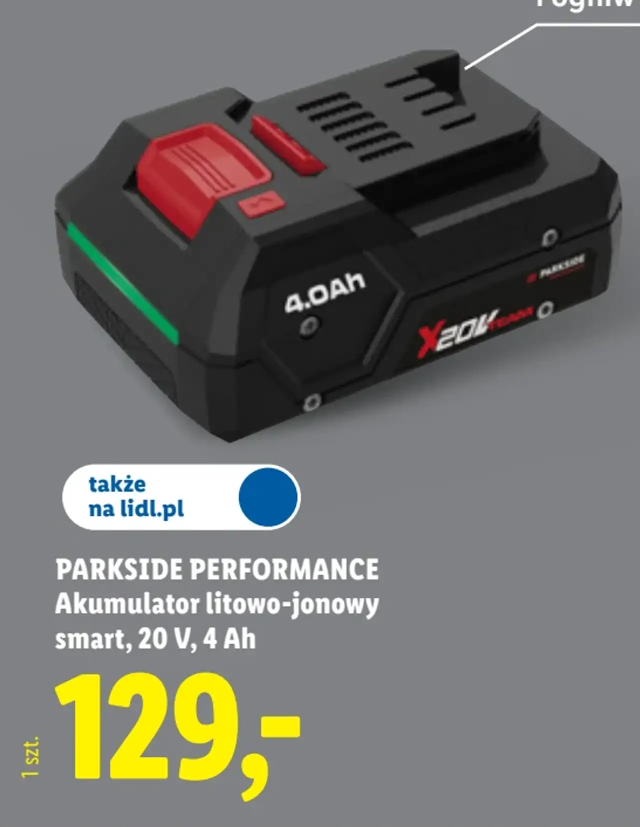 PARKSIDE PERFORMANCE Akumulator litowo-jonowy smart, 20 V, 4 Ah