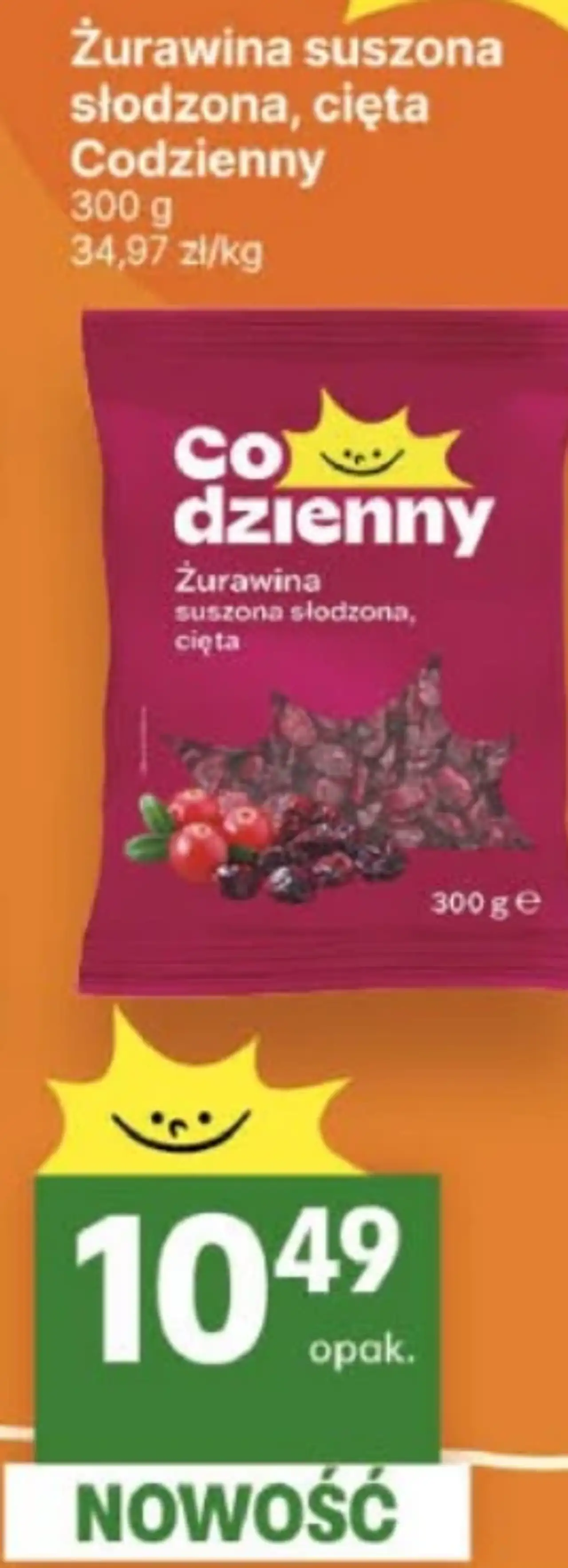 Żurawina suszona słodzona, cięta Codzienny