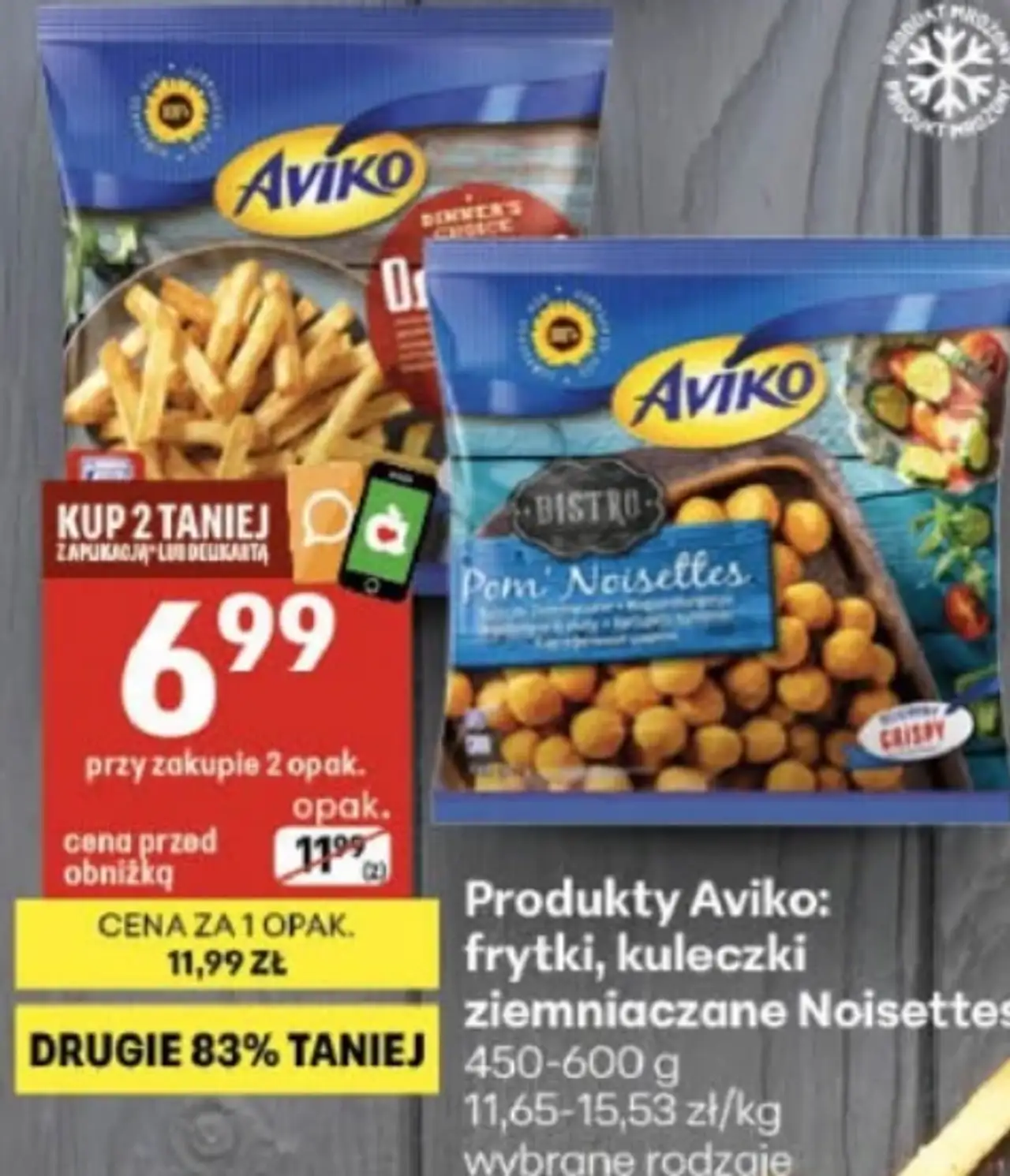 Produkty Aviko: frytki, kuleczki ziemniaczane Noisettes