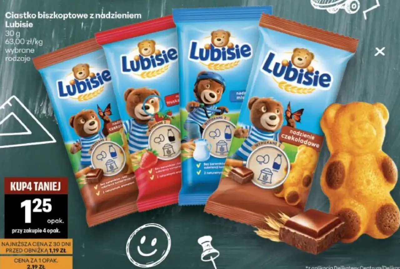 Ciastko biszkoptowe z nadzieniem Lubisie 30 g