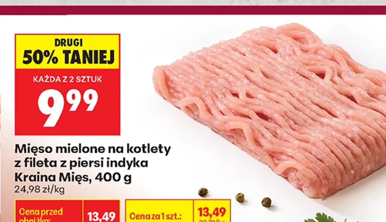 Mięso mielone na kotlety z fileta z piersi indyka Kraina Mięs, 400 g