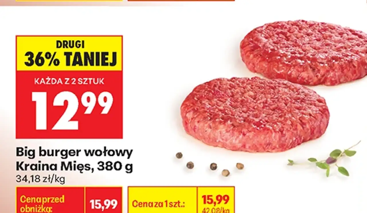 Big burger wołowy Kraina Mięs, 380 g