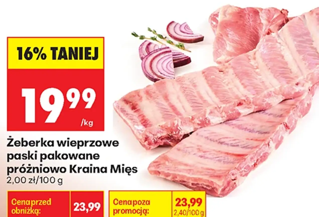 Żeberka wieprzowe paski pakowane próżniowo Kraina Mięs