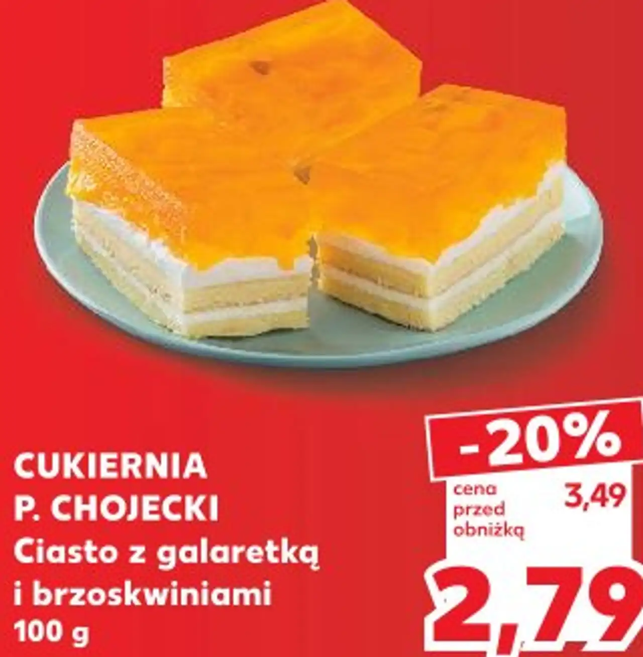 Cukiernia P. Chojecki Ciasto z galaretką i brzoskwiniami