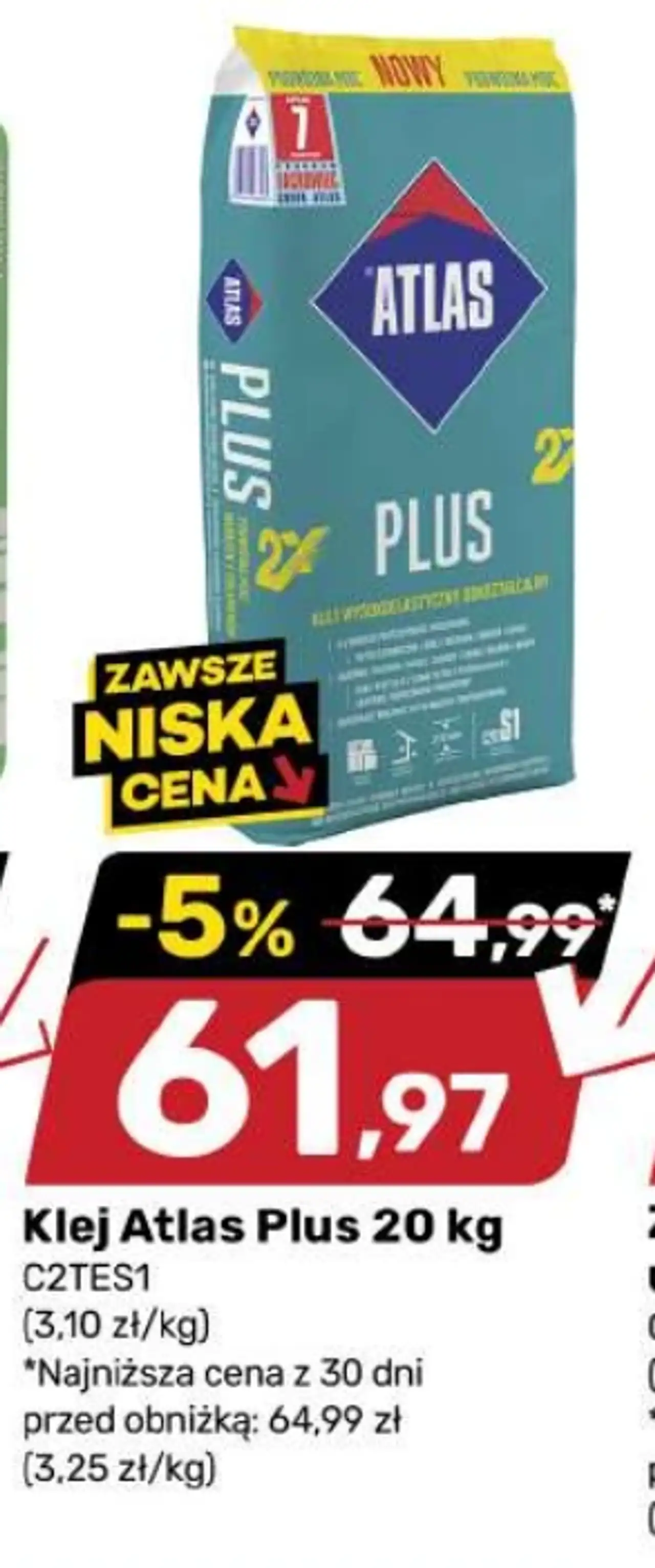 Klej Atlas Plus 20 kg C2TES1