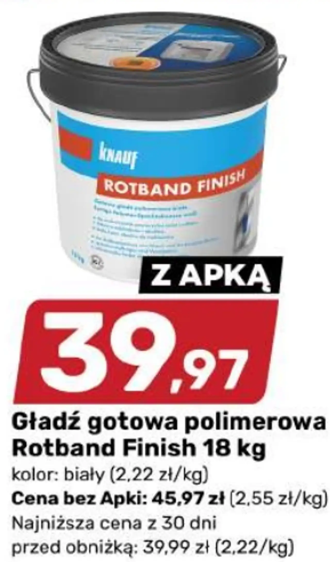Gładź gotowa polimerowa Rotband Finish 18 kg