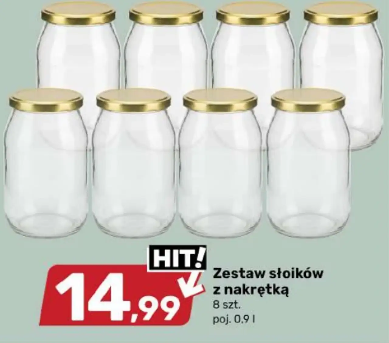 Zestaw słoików z nakrętką 8 szt. poj. 0,9 l