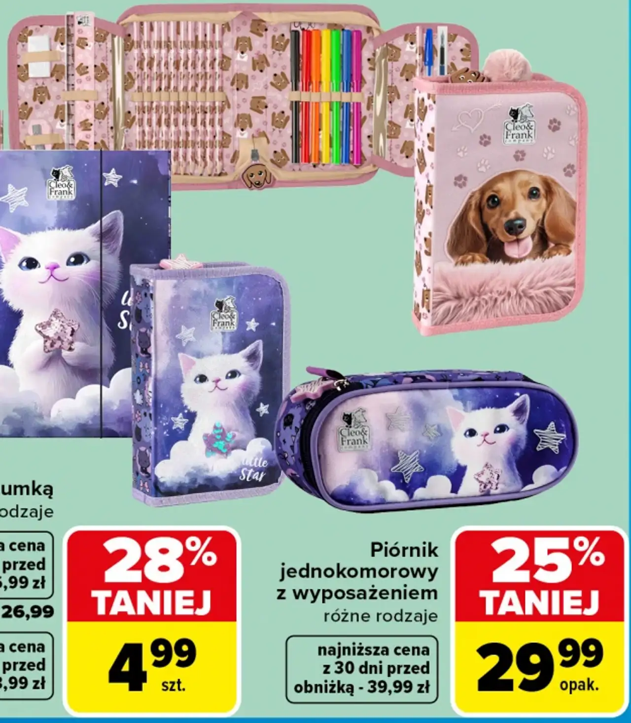 Piórnik jednokomorowy z wyposażeniem Cleo & Frank