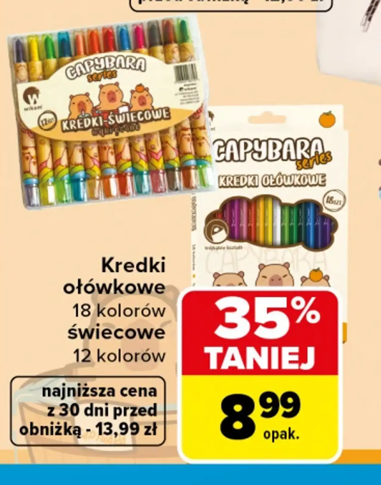 Kredki ołówkowe 18 kolorów lub świecowe 12 kolorów Capybara series